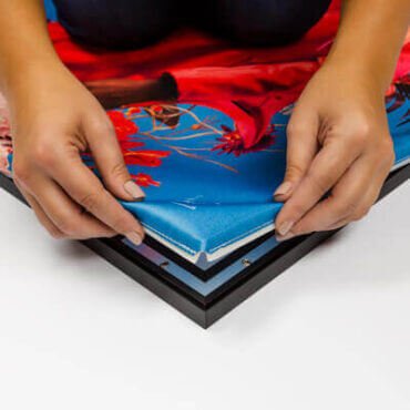 Inserting the Fabric into the frame close up