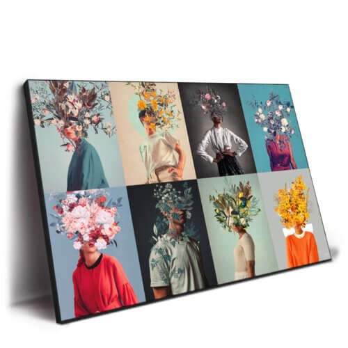 Frank Moth Collage Mashup Floral Head Artwork