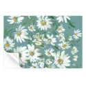 White daisies on a teal background, highlighting the simplicity and beauty of the flowers.