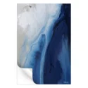 Blue abstract seascape painting featuring dynamic waves and deep ocean tones.