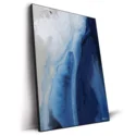 Blue abstract seascape painting featuring dynamic waves and deep ocean tones.