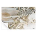 White and gold topographic abstract painting with intricate lines and soft textures.