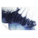 Abstract blue and white fluid art print with deep navy swirls and icy white accents, resembling ocean waves or a glacier.