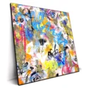 artwork bursting with color and creativity, featuring roses with a graffiti background