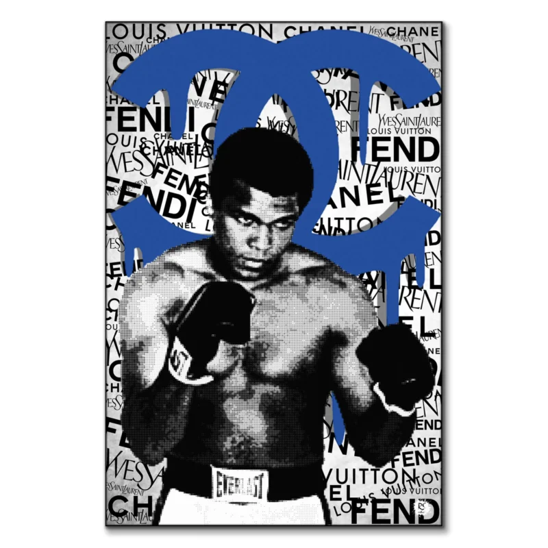 Muhammad Ali Blue Black and White Wall Art by RS Artist