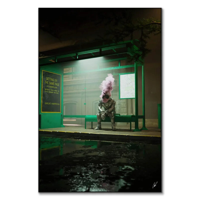 Astro Bus Stop Dark Wall Art by CaptvArt