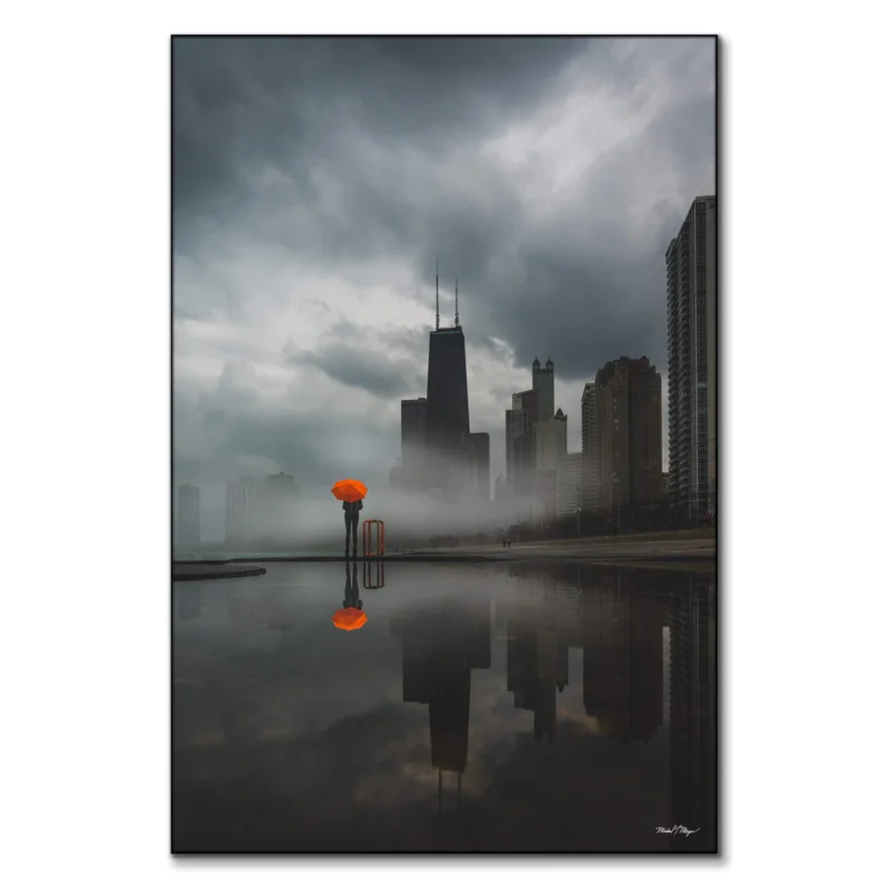 Chicago Rain Dark Wall Art by Michael Meyers