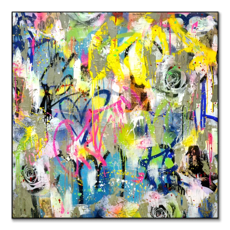 Graffiti Roses Vibrant Wall Art by Seek One