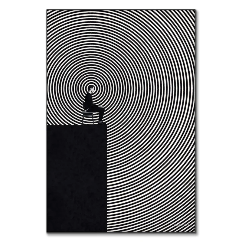 Concentric Hypnosis Black and White Wall Art by Underdott