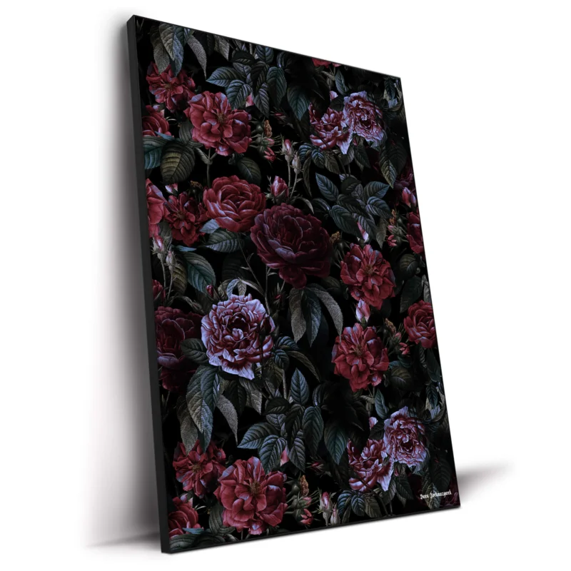Roses Moon Garden Dark Wall Decor by Burcu Korkmazyurek