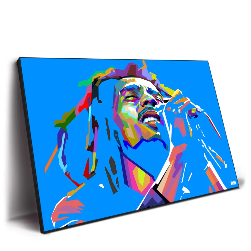 Bob Marley Microphone Blue Wall Decor by Unfilter Art