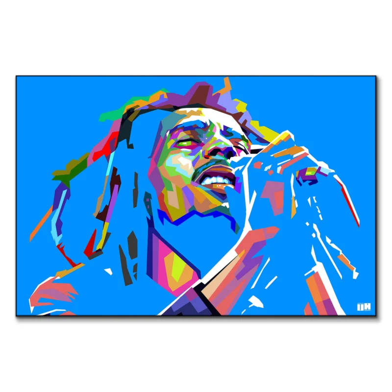 Bob Marley Microphone Blue Wall Art by Unfilter Art