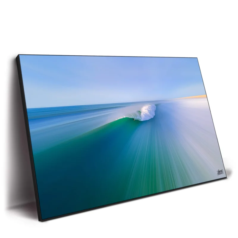 A perfect wave breaking in the ocean, showcasing vibrant colors and dynamic movement.