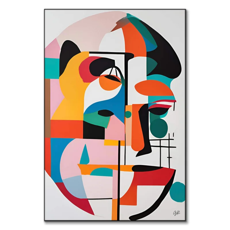 Vibrant abstract face artwork with bold colors and engaging design.