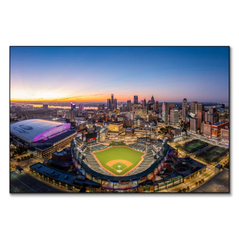 Comerica Sunrise Colorful Wall Art by Michigan Sky Media