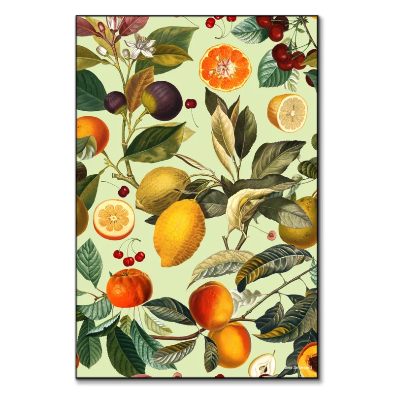 Vintage Fruit Pattern XIII Warm Wall Art by Burcu Korkmazyurek